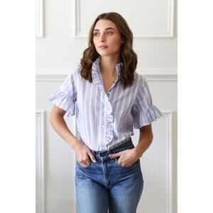 Mille Vanessa Ruffle Blouse Sz XL Striped Bell Sleeves NWT Spring Summer Top